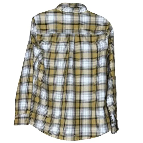 DIXXON Lager Flannel Shirt L Yellow Black White Plaid Workwear Western RARE - Picture 4 of 13